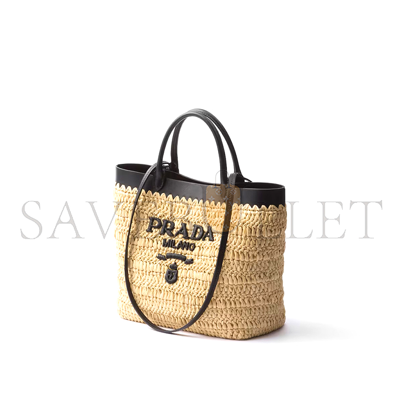 Pra*a small crochet and leather tote bag 1bg501 (21*16*10cm)
